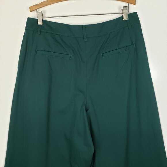Loft Poplin Wide Leg Pants NWT Emerald Green Chino Womens Size 12 - Picture 5 of 9